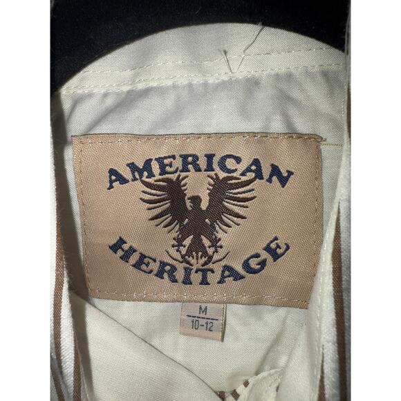 NWT American Heritage Brown and White Stripe Button Up Sz M - Picture 6 of 12